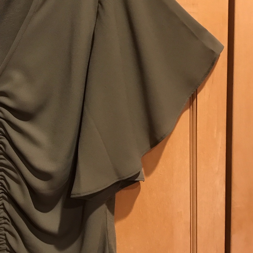 New INC International Concepts Olive Ruched Blouse - Picture 5 of 7